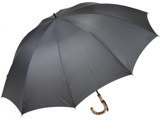 大判親骨70cm 軽量 カーボン骨メンズ長傘(グレー) 寒竹手元 10本骨雨傘 高密度 超撥水 かさ工房ワカオ 日本製傘 Tokyo Made WAKAO 紳士 男