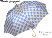 おしゃれなノルディックジャガード8本骨長傘 Two color dots/２色ドット(ブルー)　槙田商店 甲州織 北欧デザイン 日本製雨傘 レディース 女