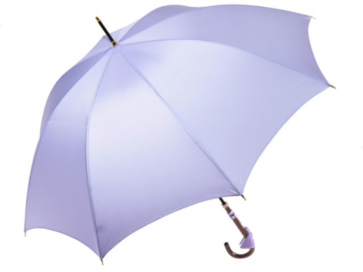 おしゃれな細巻スタイルのラタン調ハンドル 8本骨 レディース長傘(ライトパープル) 親骨55cm 雨傘 かさ工房ワカオ 日本製傘 Tokyo Made WAKAO 婦人 女