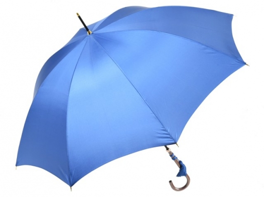 おしゃれな細巻スタイルのラタン調ハンドル 8本骨 レディース長傘(ロイヤルブルー) 親骨55cm 雨傘 かさ工房ワカオ 日本製傘 Tokyo Made WAKAO 婦人 女