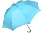 おしゃれな細巻スタイルのラタン調ハンドル 8本骨 レディース長傘(ターコイズブルー) 親骨55cm 雨傘 かさ工房ワカオ 日本製傘 Tokyo Made WAKAO 婦人 女